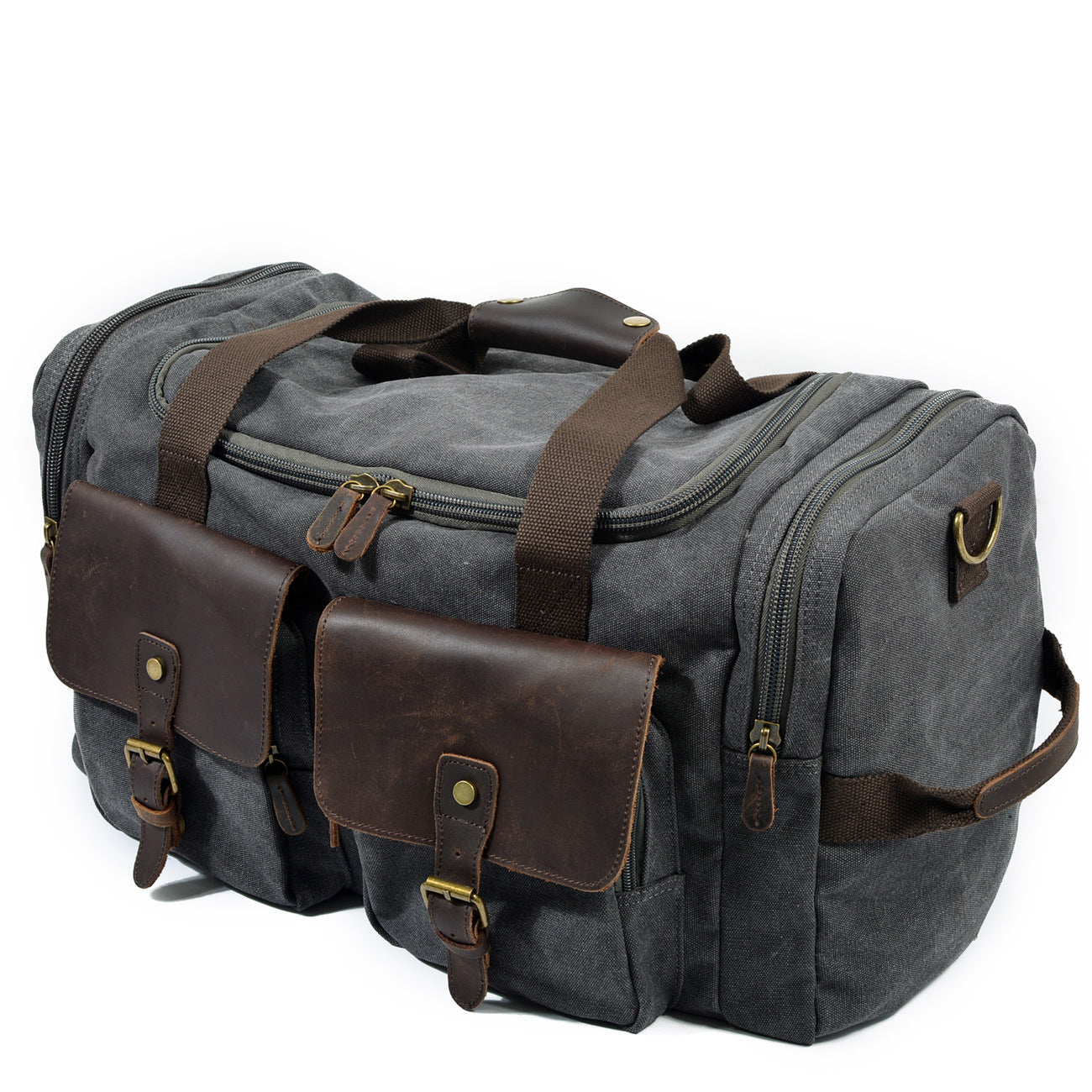 Canvas Leather Travel Bag Duffle Bag Weekender Bag AF14 – Unihandmade