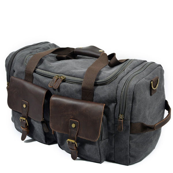 Waxed Canvas Leather Travel Bag Duffle Bag Weekender Bag AF14 – Unihandmade