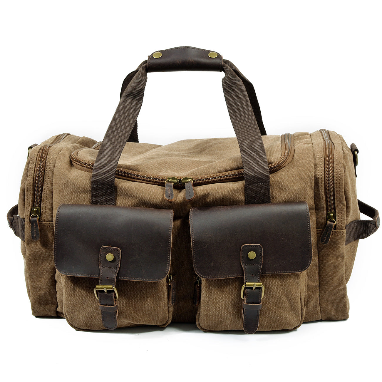 Canvas Leather Travel Bag Duffle Bag Weekender Bag AF14 – Unihandmade