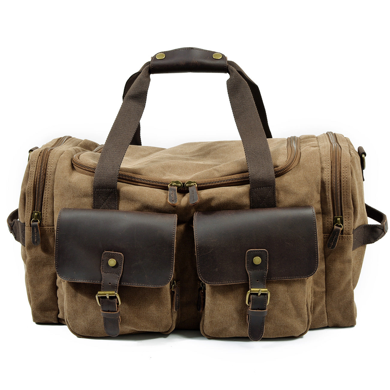 Washed Canvas Leather Travel Bag Duffle Bag Weekender Bag AF14 – Unihandmade