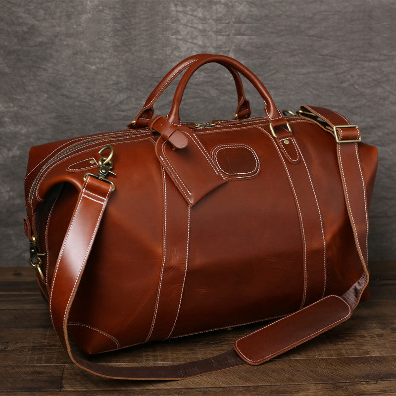 Handmade Vintage Brown Leather Travel Bag Mens Duffel Bag – Unihandmade