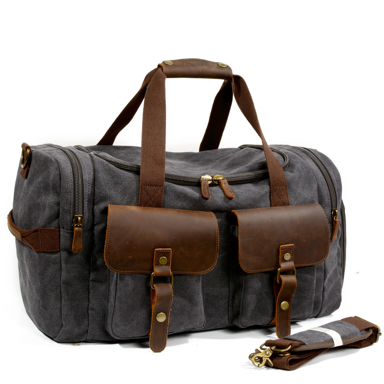 Washed Canvas Leather Travel Bag Duffle Bag Weekender Bag Carry On Lug – Unihandmade