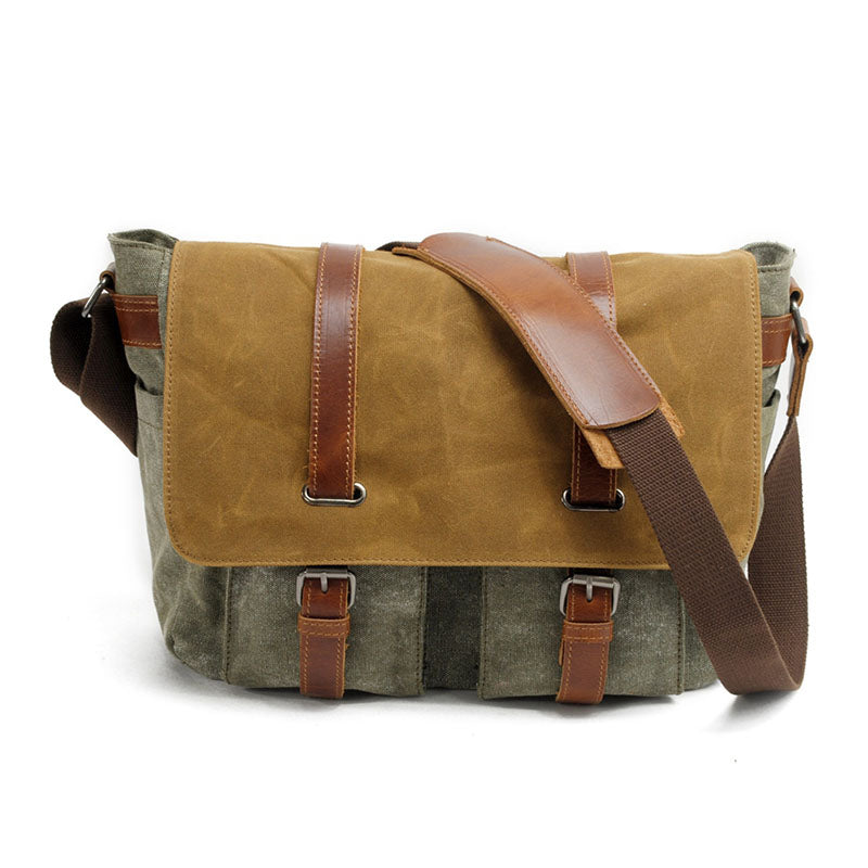 Canvas Leather Briefcase Messenger Bag Shoulder Bag MC16940 – Unihandmade