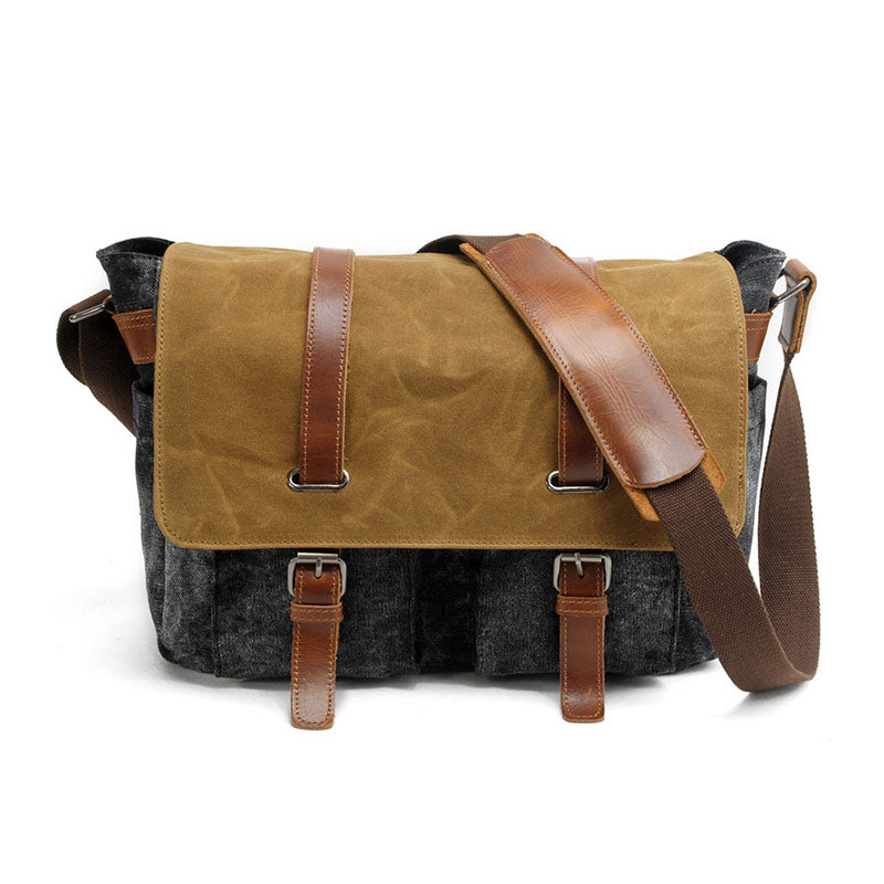 Canvas Leather Briefcase Messenger Bag Shoulder Bag MC16940 – Unihandmade