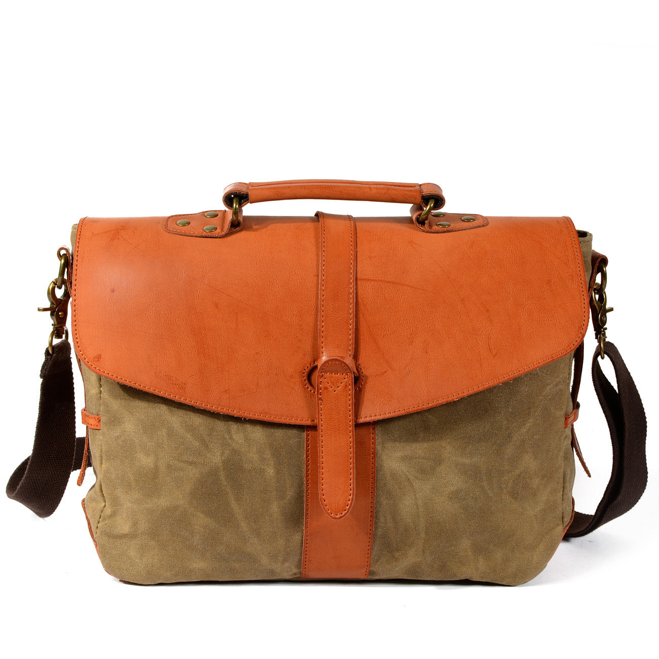 Waxed Canvas Leather Messenger Bag Laptop Bag Cross body Bag MC6109 – Unihandmade