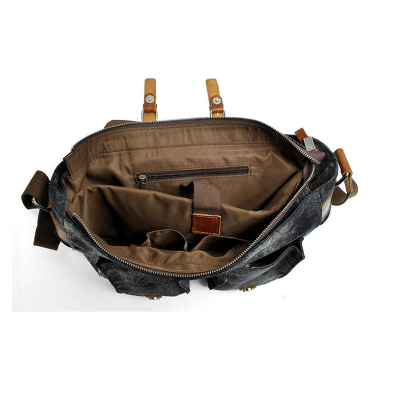 Canvas Leather Briefcase Messenger Bag Shoulder Bag MC16940 – Unihandmade