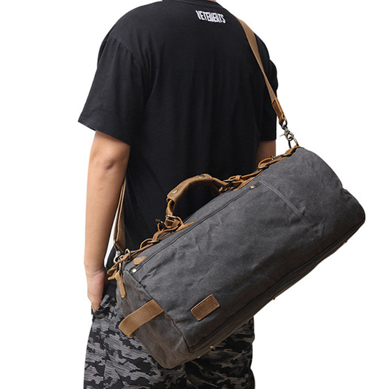 Handmade Canvas Leather Duffle Bag Men Travel Bag FX99981 – Unihandmade