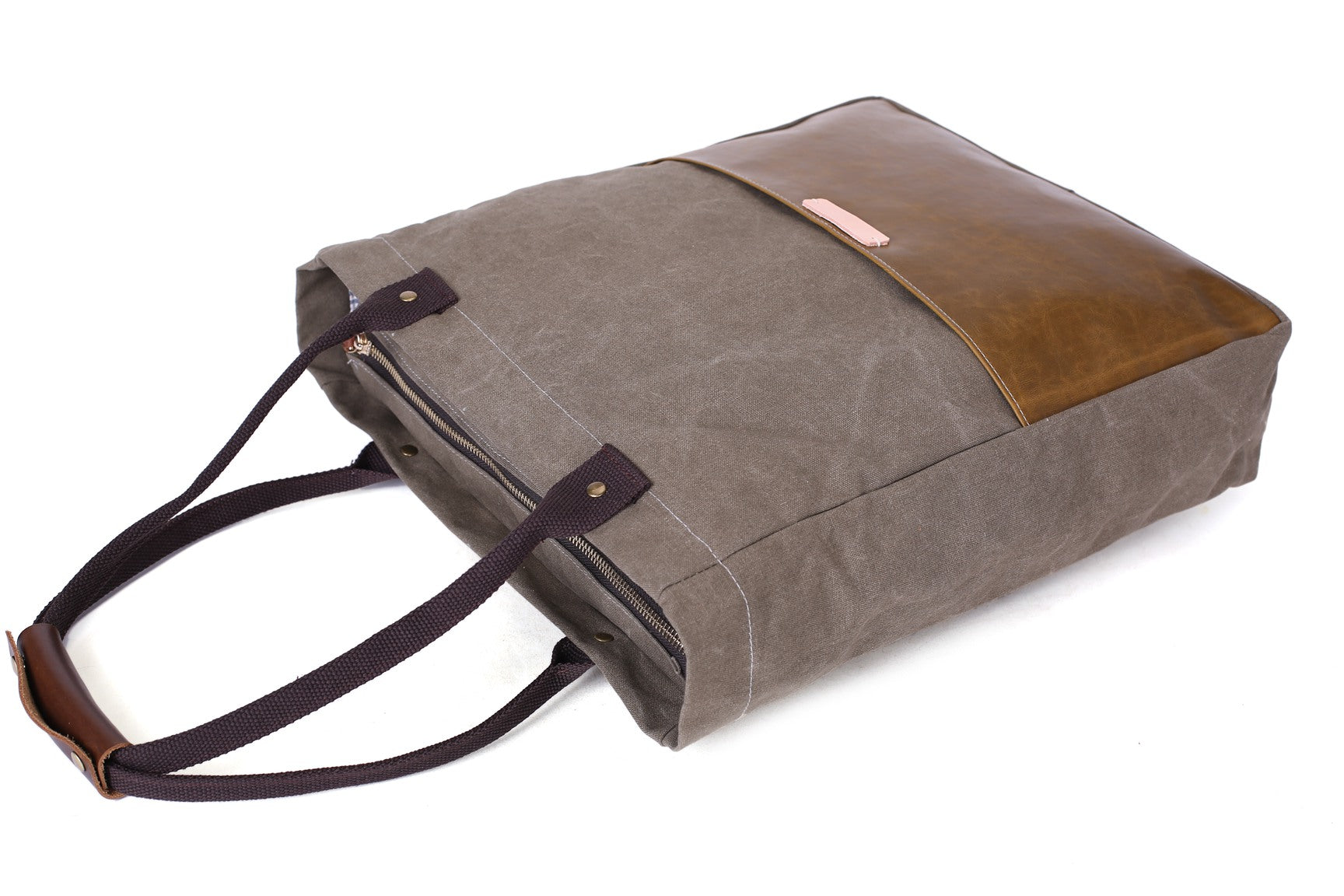Designer Canvas Tote Bag Handcrafted Canvas Leather Shopper Bag Handba – Unihandmade