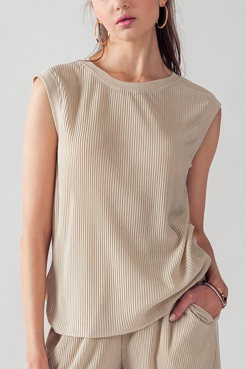BRAY CAP SLEEVE TANK TOP: NATURAL
