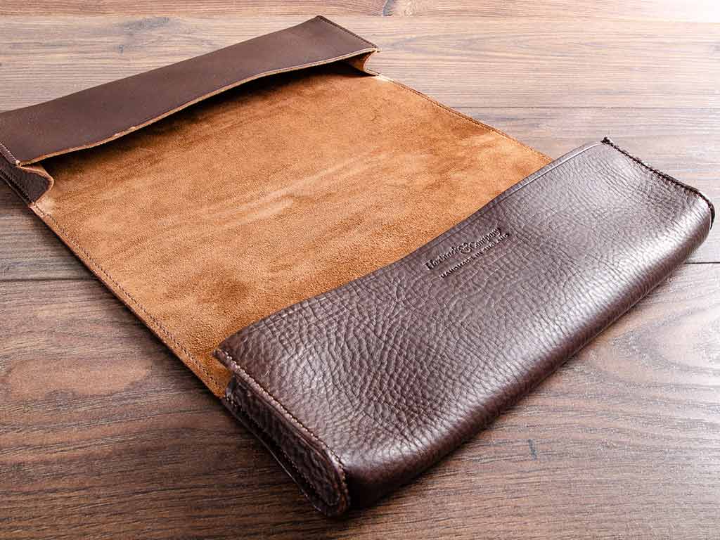 leather document wallet with double pockets