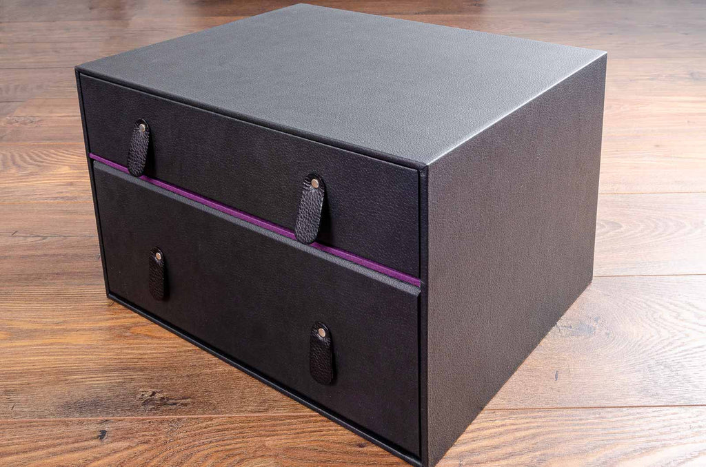 custom made document box for car history with drawer and clamshell box