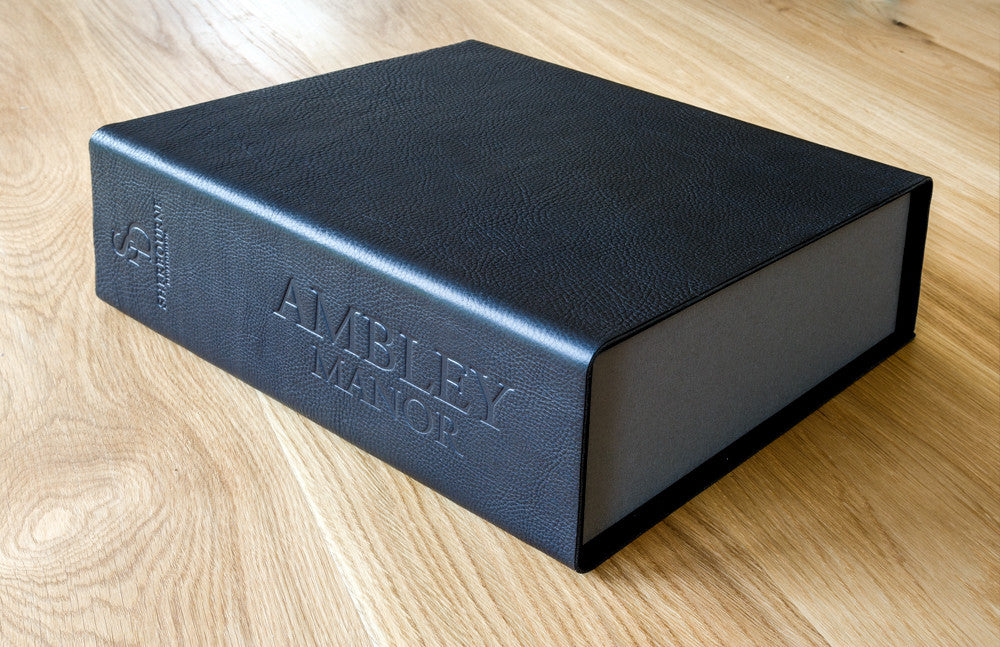 A4 Black Leather Clamshell box file 