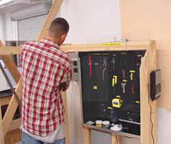 Electrician with 3' x 6' Stand-Up Workstation