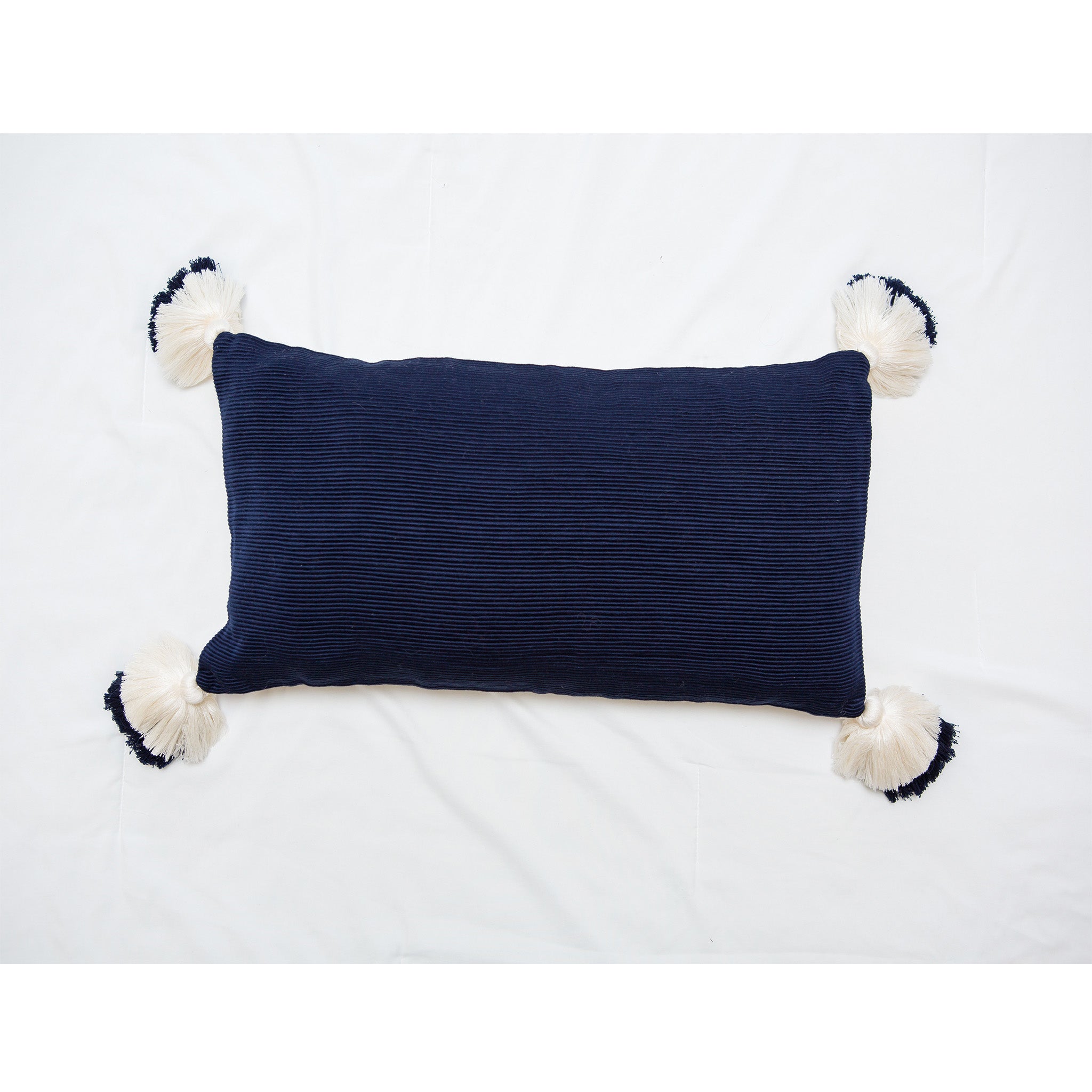 navy and white lumbar pillow