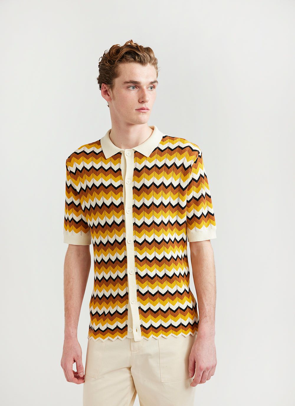 Men's Weave Shirt | Yellow | Crochet | Percival Menswear