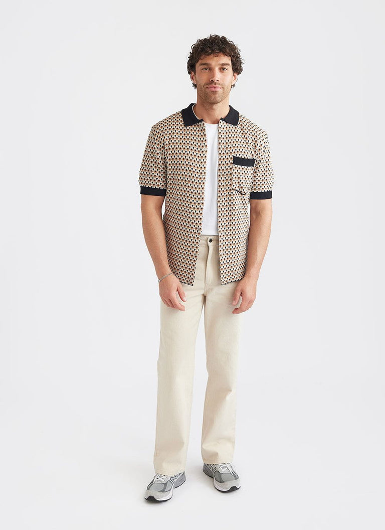 Casa Piccante Shirt | Knitted Cotton | Rust Jacquard & Percival Menswear