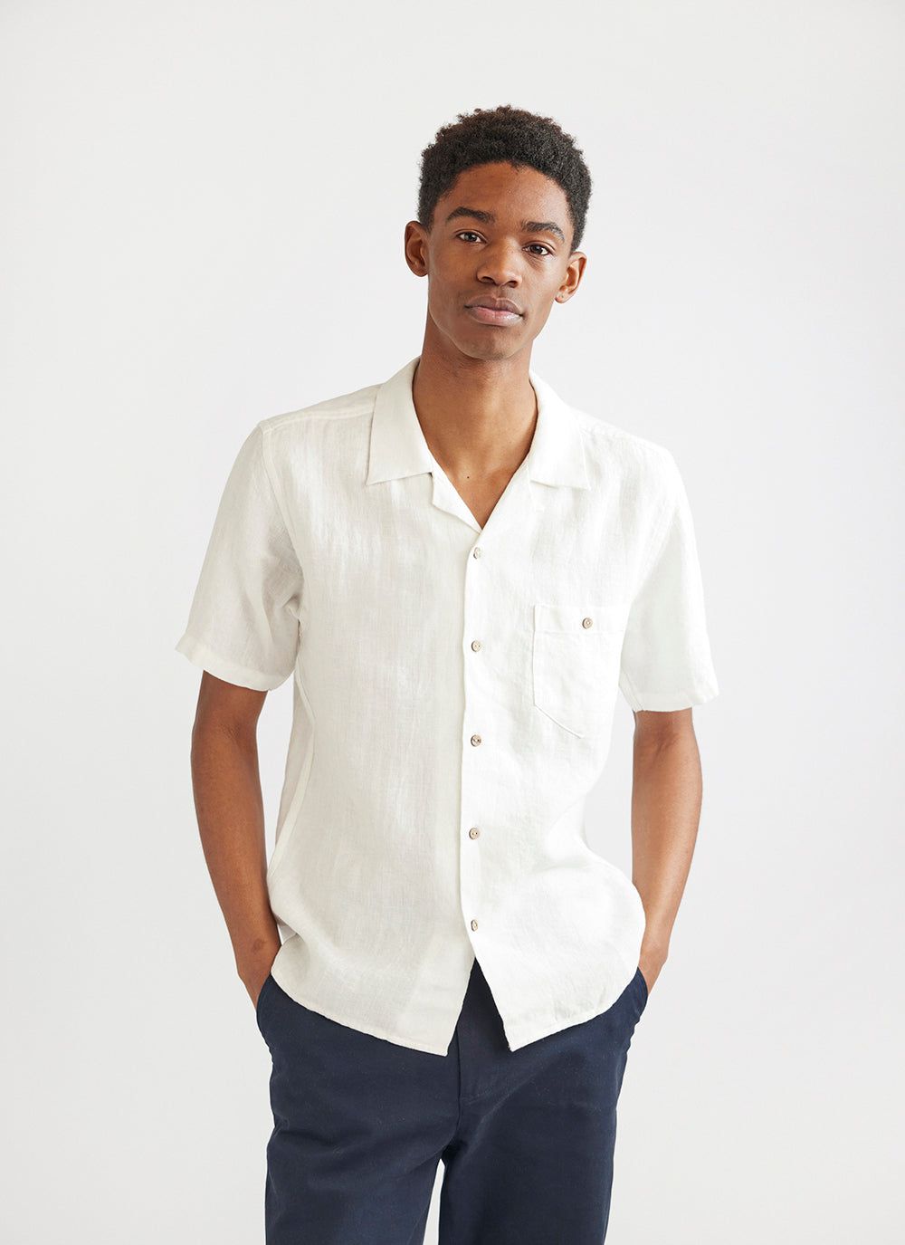 Men's Cuban Collar Linen Shirt | Short Sleeve | Percival Menswear