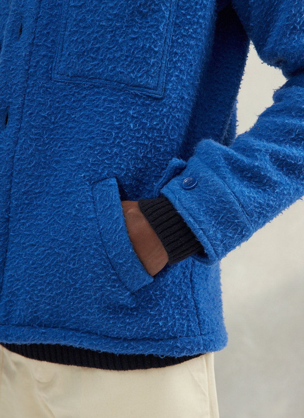 Men's Electric Blue Blanket Overshirt | Casentino Wool Shacket ...