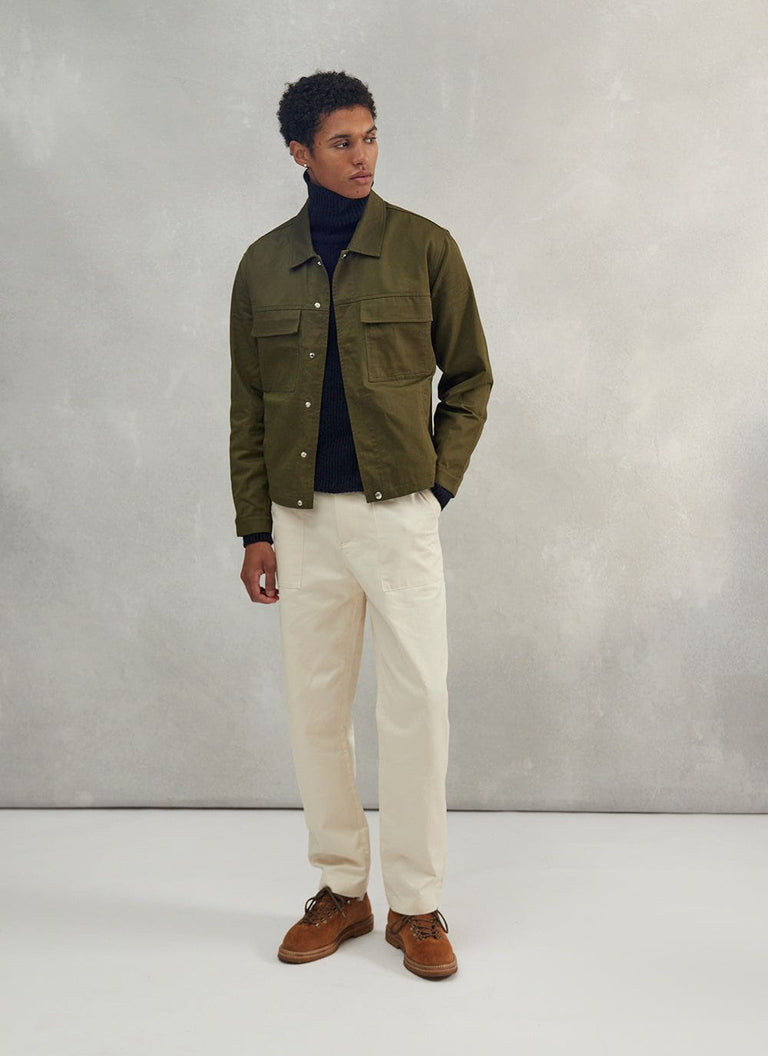 Men's Utility Jacket | Khaki Cotton Twill & Percival Menswear