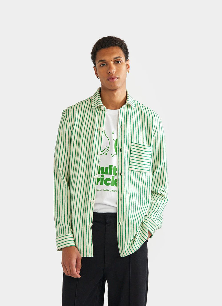 Textured Slub Stripe Shirt | Percival x Harry Lambert | Green ...