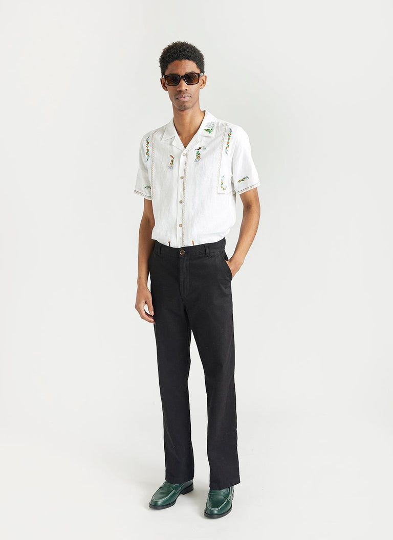 Men's Short Sleeve Linen Shirt | Cuban Collar Shirt | Percival ...