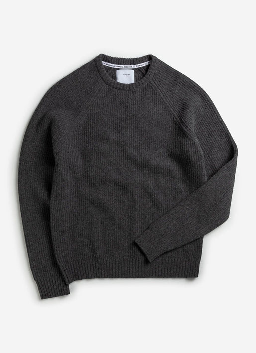 Men's Raglan Knit Wool Jumper | Charcoal Grey Knitted Sweater ...