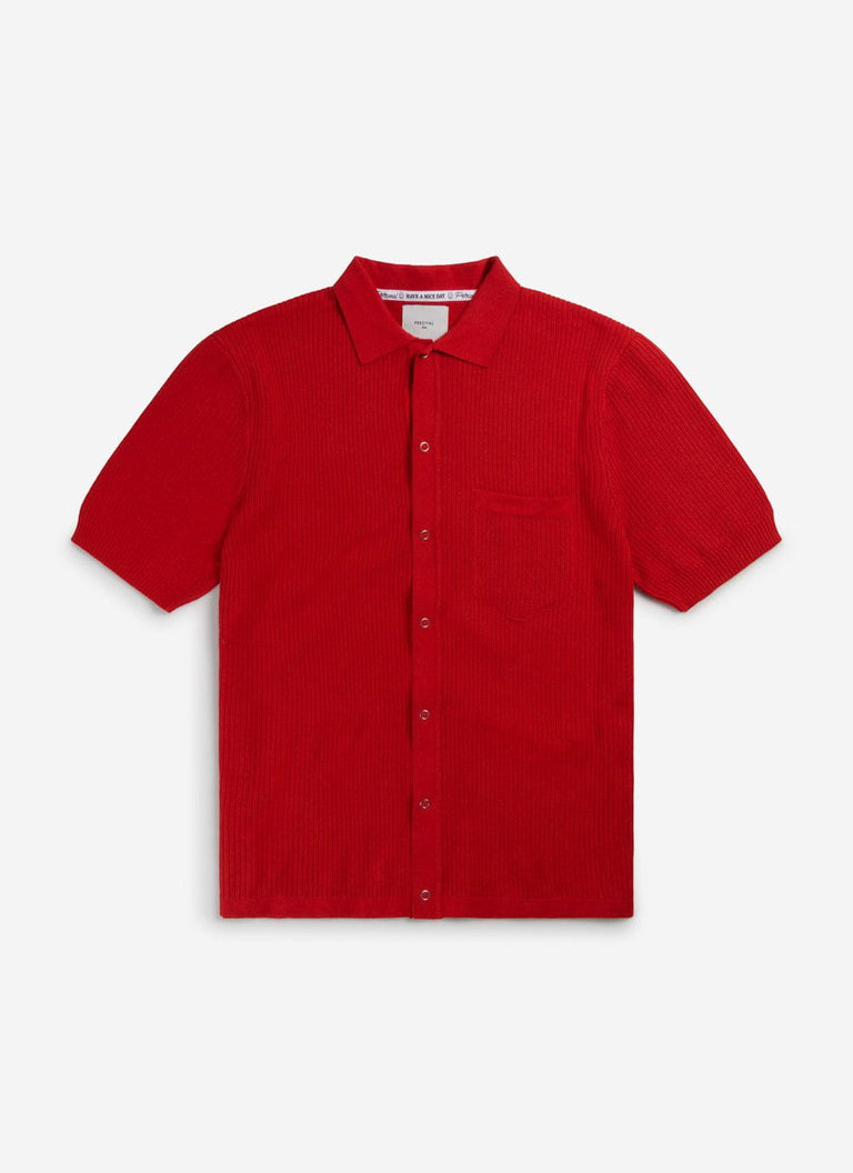 Men's Pablo Cuban Collar Short Sleeve Knitted Shirt | Red & Percival ...