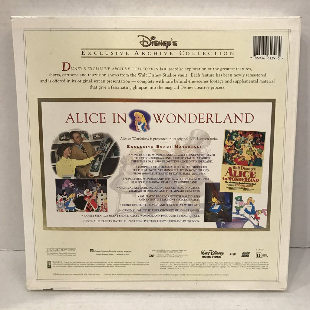 Alice In Wonderland (1951) Deluxe CAV Box Set Disney Archive Collectio ...