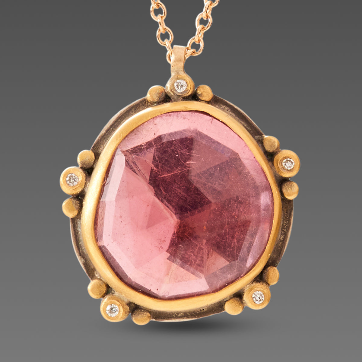 Pink Tourmaline & Diamonds Necklace