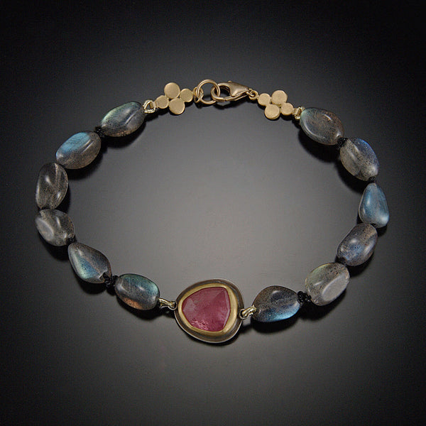 Labradorite Bracelet with Pink Sapphire