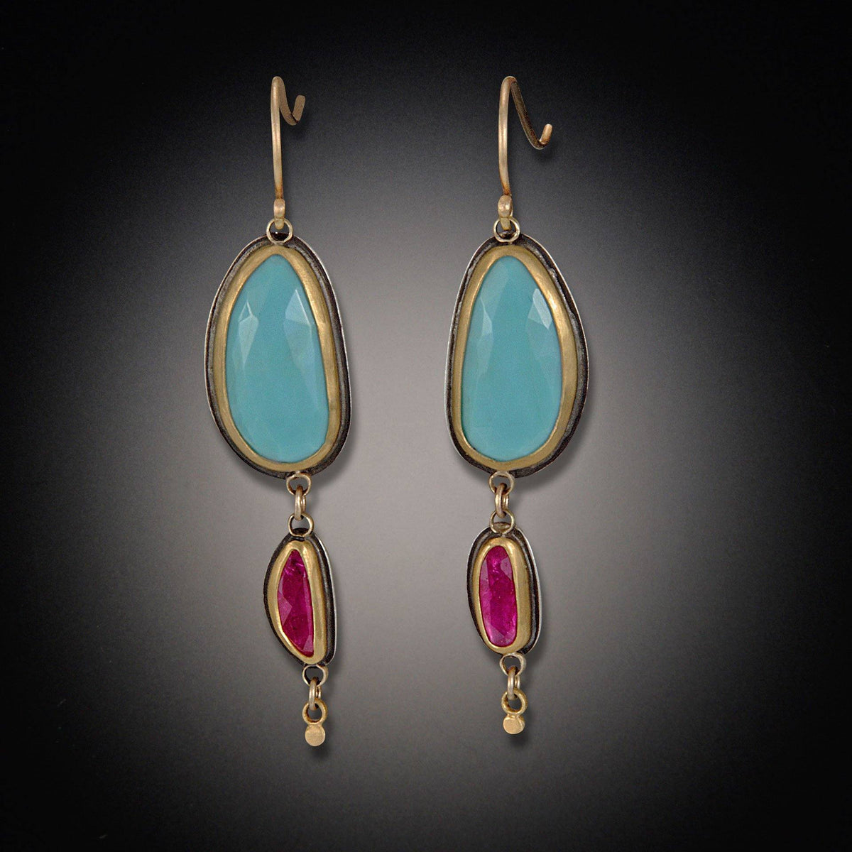 Turquoise and Ruby Earrings – Ananda Khalsa