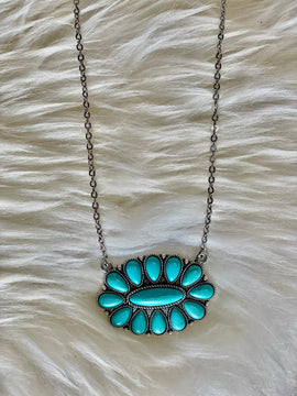 Turquoise Cluster Pendant Necklace