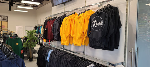 Rumor Hoodies hanging in the new Rumor Skateboards and Snowboards Edmonton Location