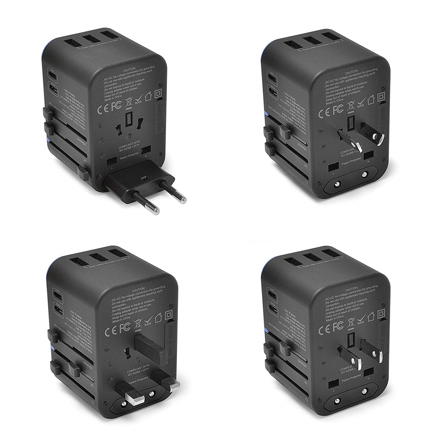 Universal Travel Plug Adapter 2 Usb Port World Travel Ac - Temu