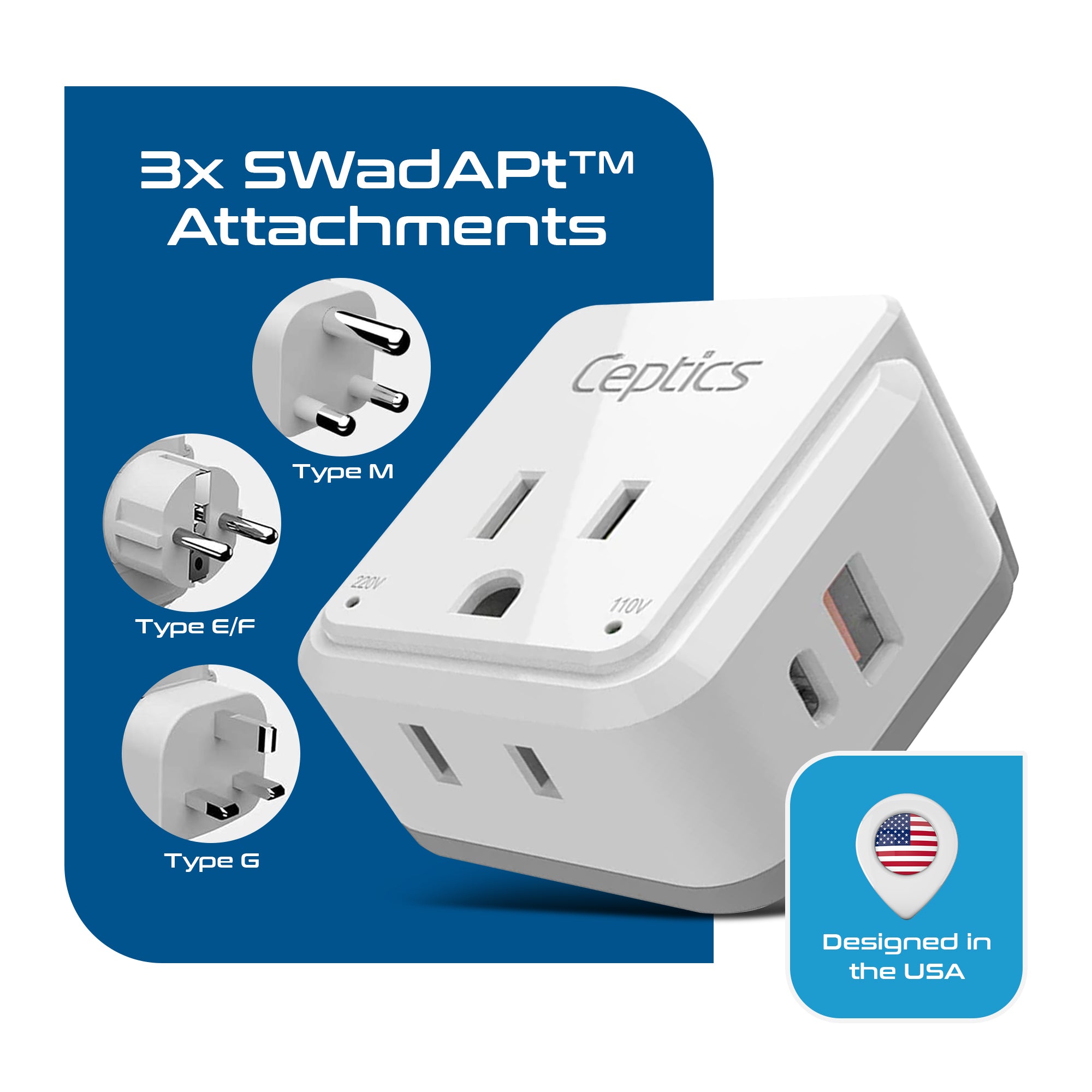 European Compact Travel Adapter  Type E & F Plug Adapter – Ceptics