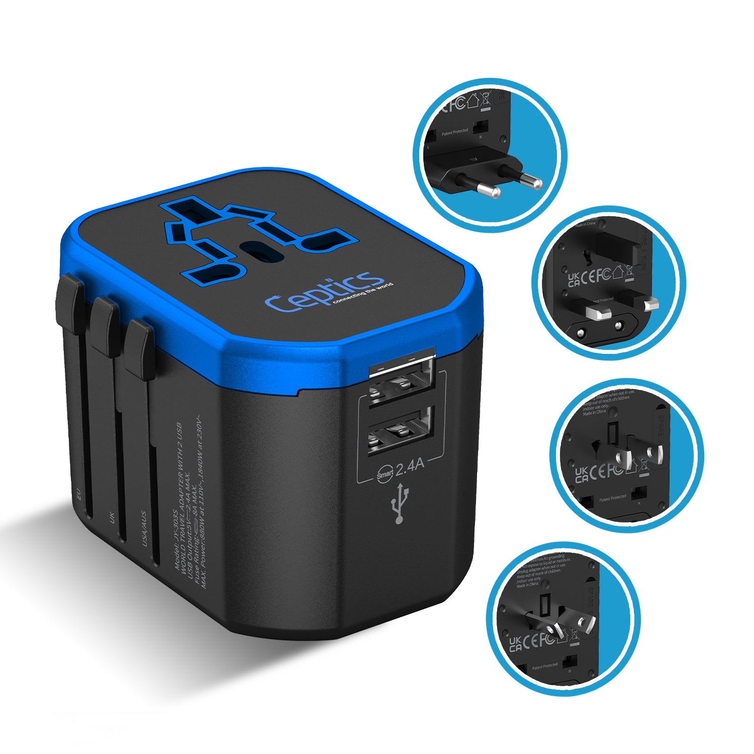 Travel Adapter, Universal Plug Adapter for Worldwide Algeria