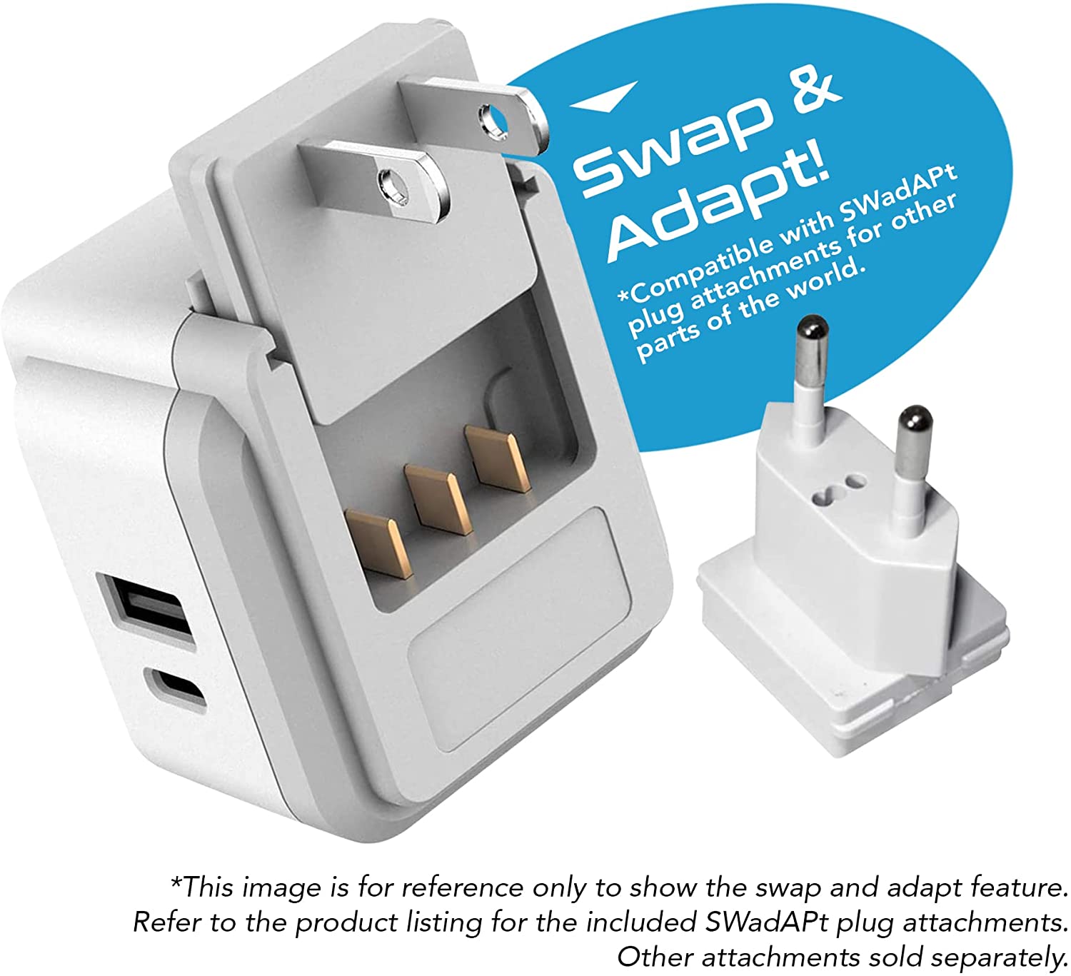 PAK-WS Travel Adapter Set | Type A, B, C, E/F, G, I - USB & USB-C Ports + 2  US Outlets