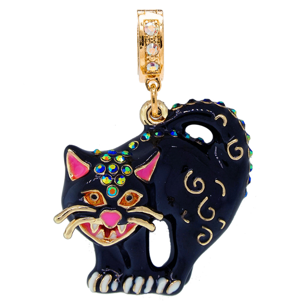 Enamel Black Cat Charms, Animal Charms, Bracelet Charms, Halloween