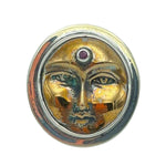 Tabra Jewelry 925 Sterling Silver Bronze Moon Face with Ruby Bindi Ring Size 7.75 00K526
