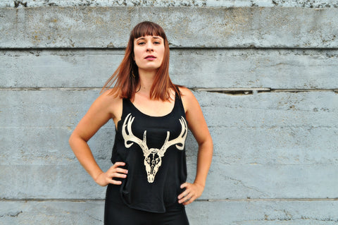 Deer Skull Bamboo Jersey Bell Tank