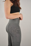 Grey Rose Outline Print Jersey Leggings