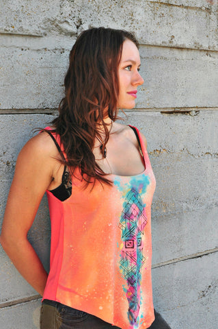 Tribal Geo Bamboo Jersey Bell Tank