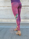 Distressed Purple Painted Feather Jersey Leggings