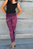 Distressed Purple Painted Feather Jersey Leggings