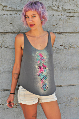 Tribal Geo Bamboo Jersey Bell Tank