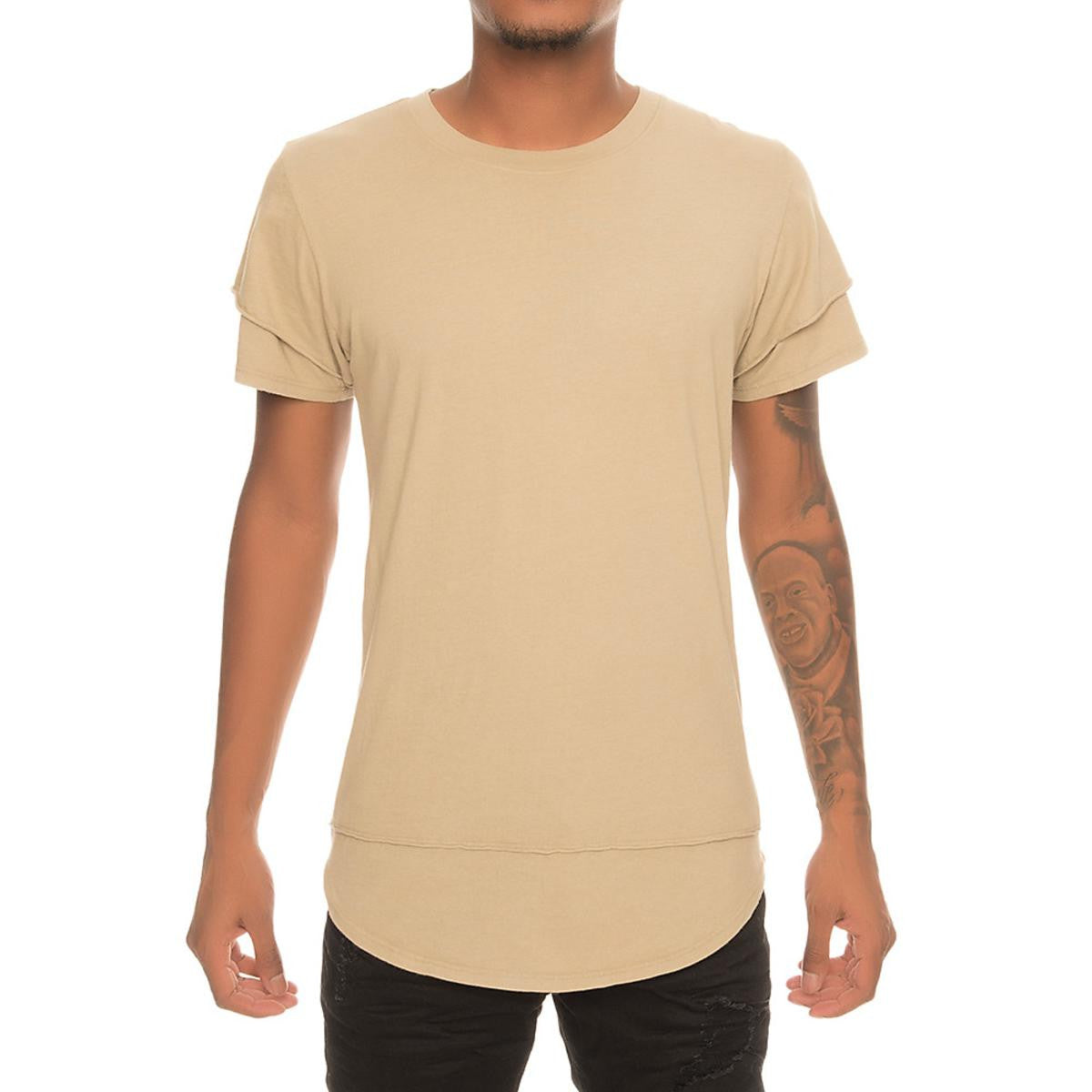 Double Layer Raw Edge Tee Sand – FBRK