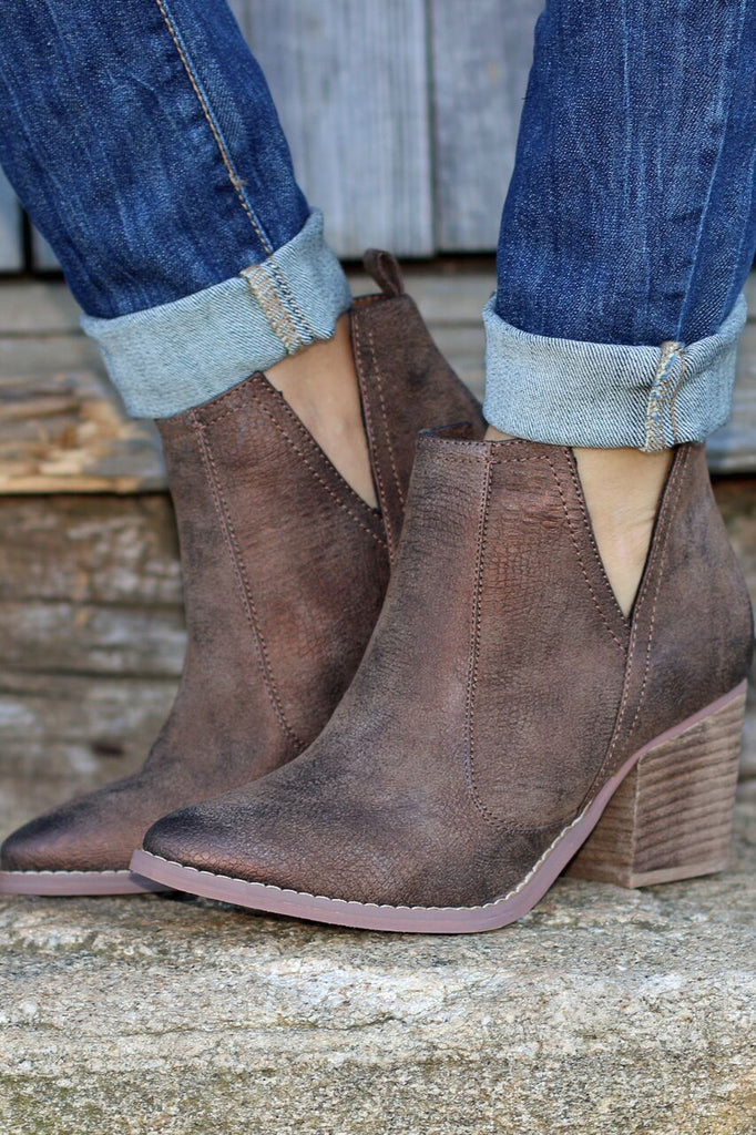 grey cut out booties