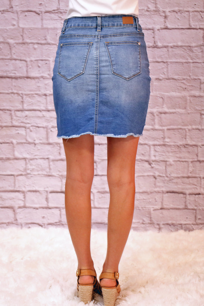 jean skirt with slit