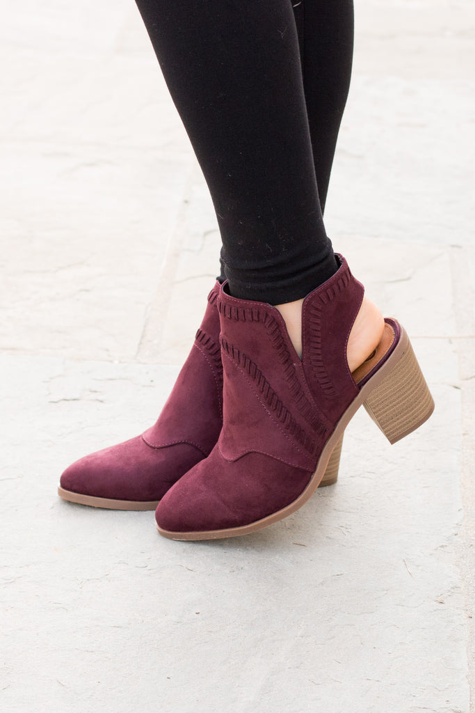 burgundy booties