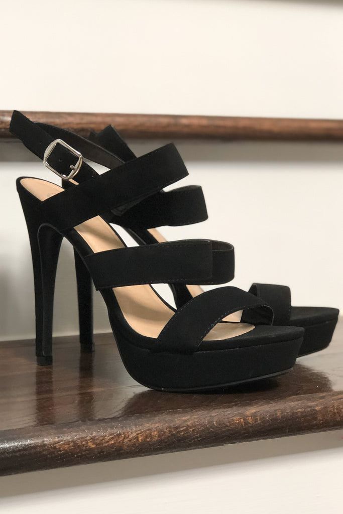 black simple strap heels